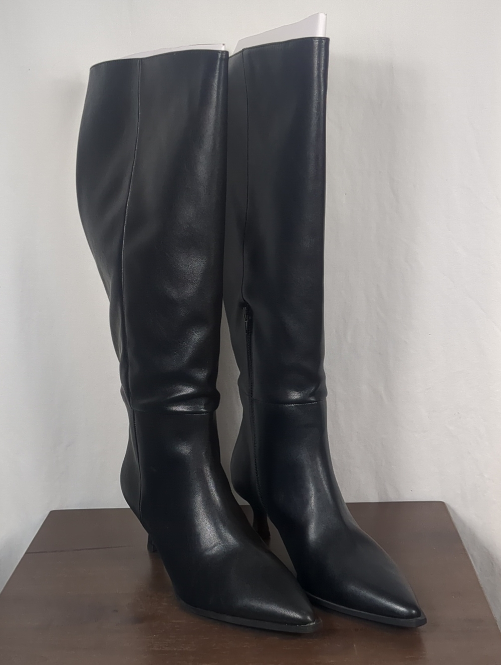 Madden NYC Black Knee High Kitten Heel Boots